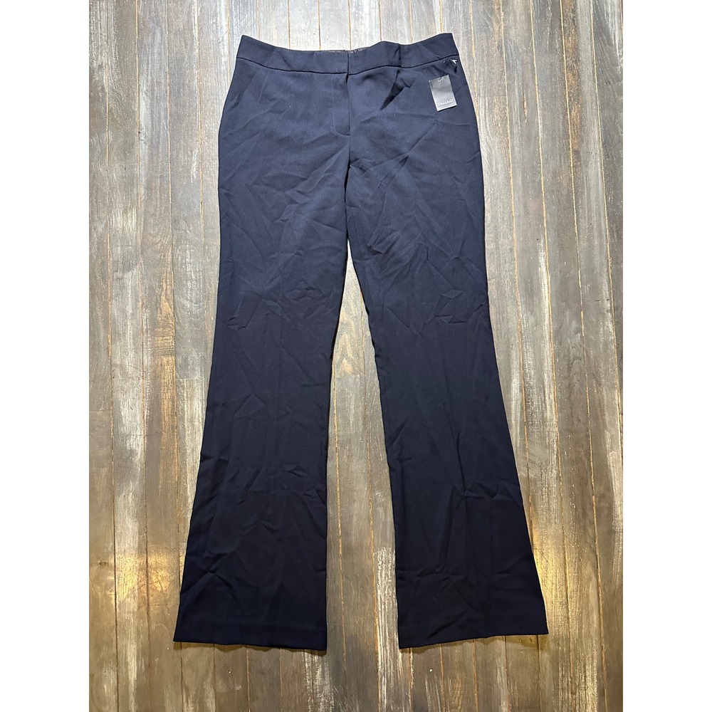 Tahari Womens Navy Blue Flare Leg Stretch Dress Pants Trousers